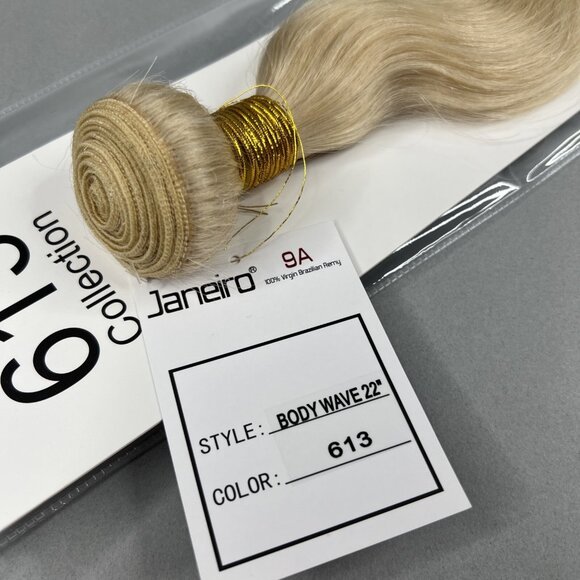 22” Body Wave #613 Platinum Blonde Unprocessed Brazilian Human Hair Extensions - Picture 3 of 5